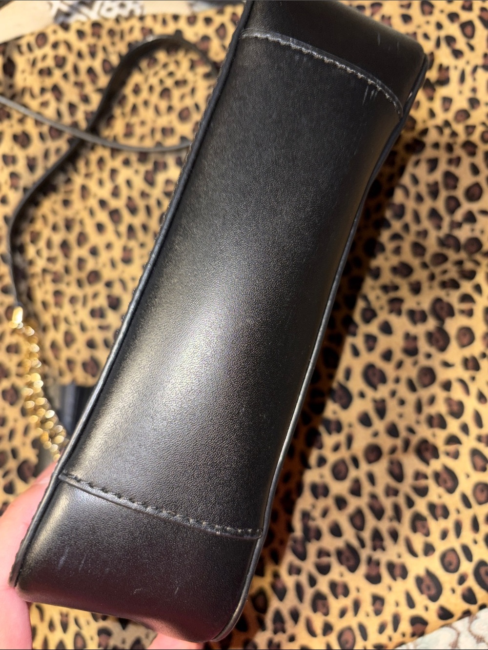 Michael Kors Black Leather 'LOVE' Studded Crossbody Bag with Gold Accents - Picture 6 of 13